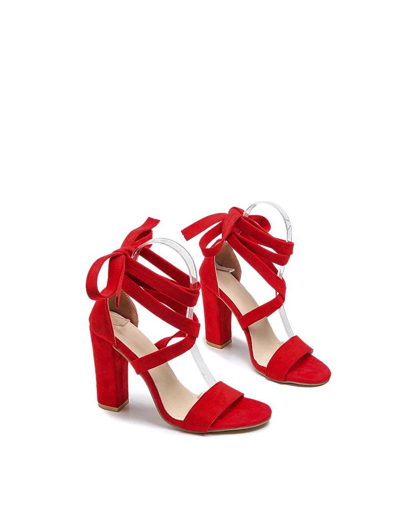 Strappy Chunky Block Ankle High Heel Sandals