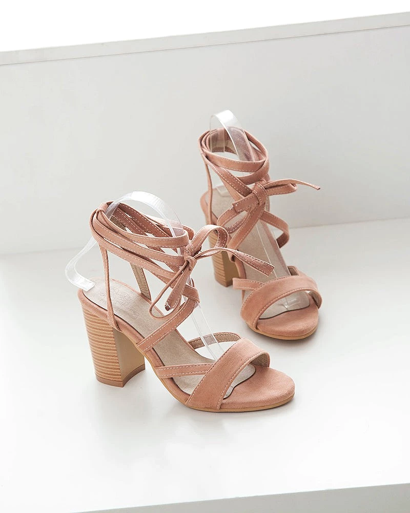 Strappy Open Toe Chunky High Heel Sandals