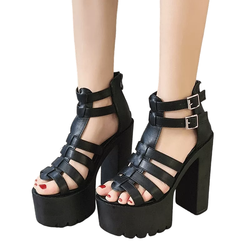 Strappy Roman Platform Heels Sandals