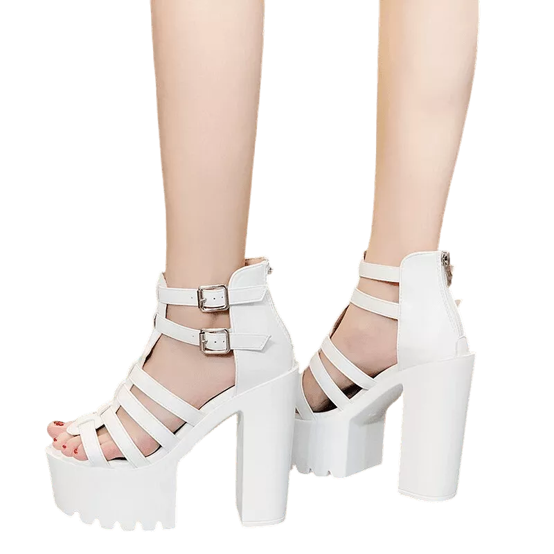 Strappy Roman Platform Heels Sandals