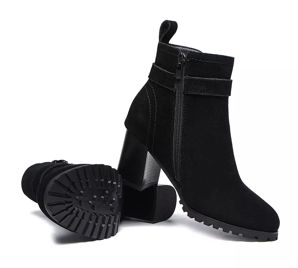 TARRAMARRA Leather Zipper Ankle Heel Boots Women Vica