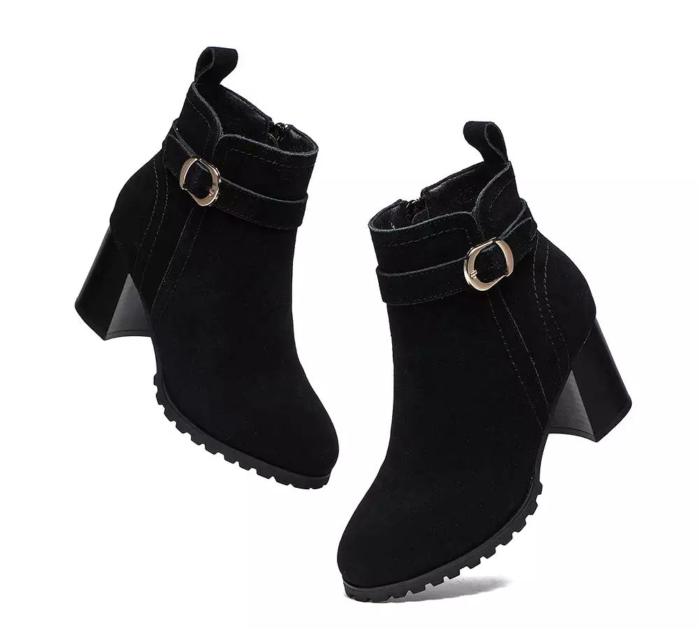 TARRAMARRA Leather Zipper Ankle Heel Boots Women Vica