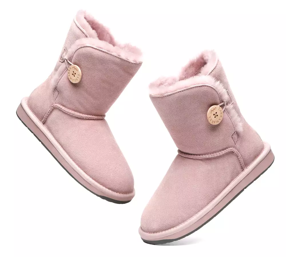 TARRAMARRA Premium Australian Sheepskin Boots Unisex Short Button Plus