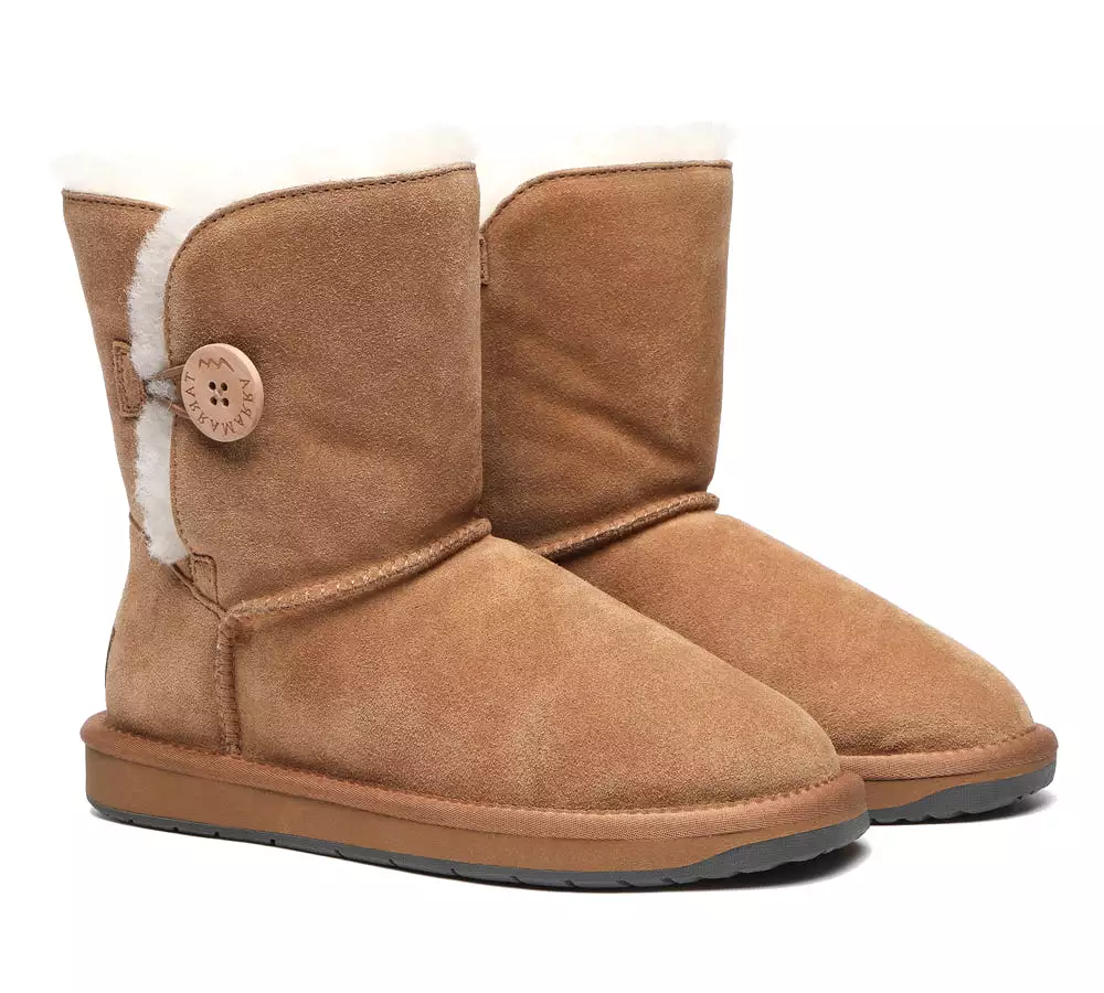 TARRAMARRA Premium Australian Sheepskin Boots Unisex Short Button Plus