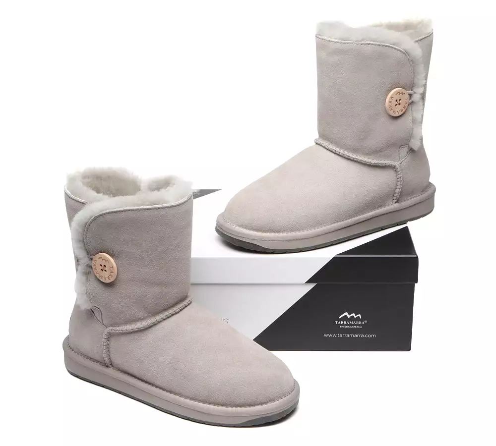 TARRAMARRA Premium Australian Sheepskin Boots Unisex Short Button Plus