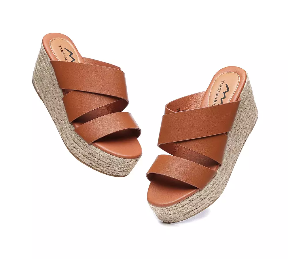 TARRAMARRA Women'S Crossover-Strap Platform Heels Slip-On Sandal Slides Wedges Julie