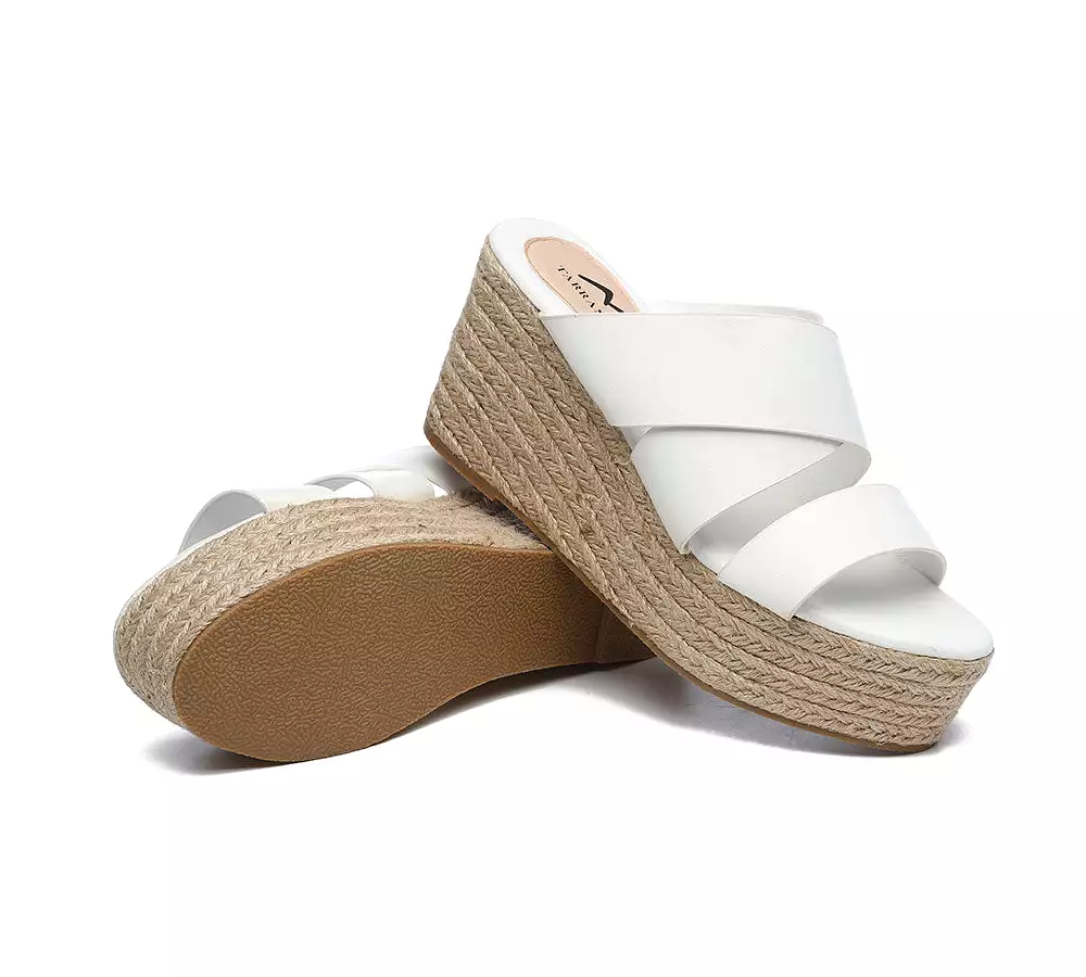 TARRAMARRA Women'S Crossover-Strap Platform Heels Slip-On Sandal Slides Wedges Julie