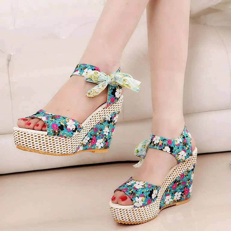 Wedge Lace Laces Floral Pattern High Heels 39