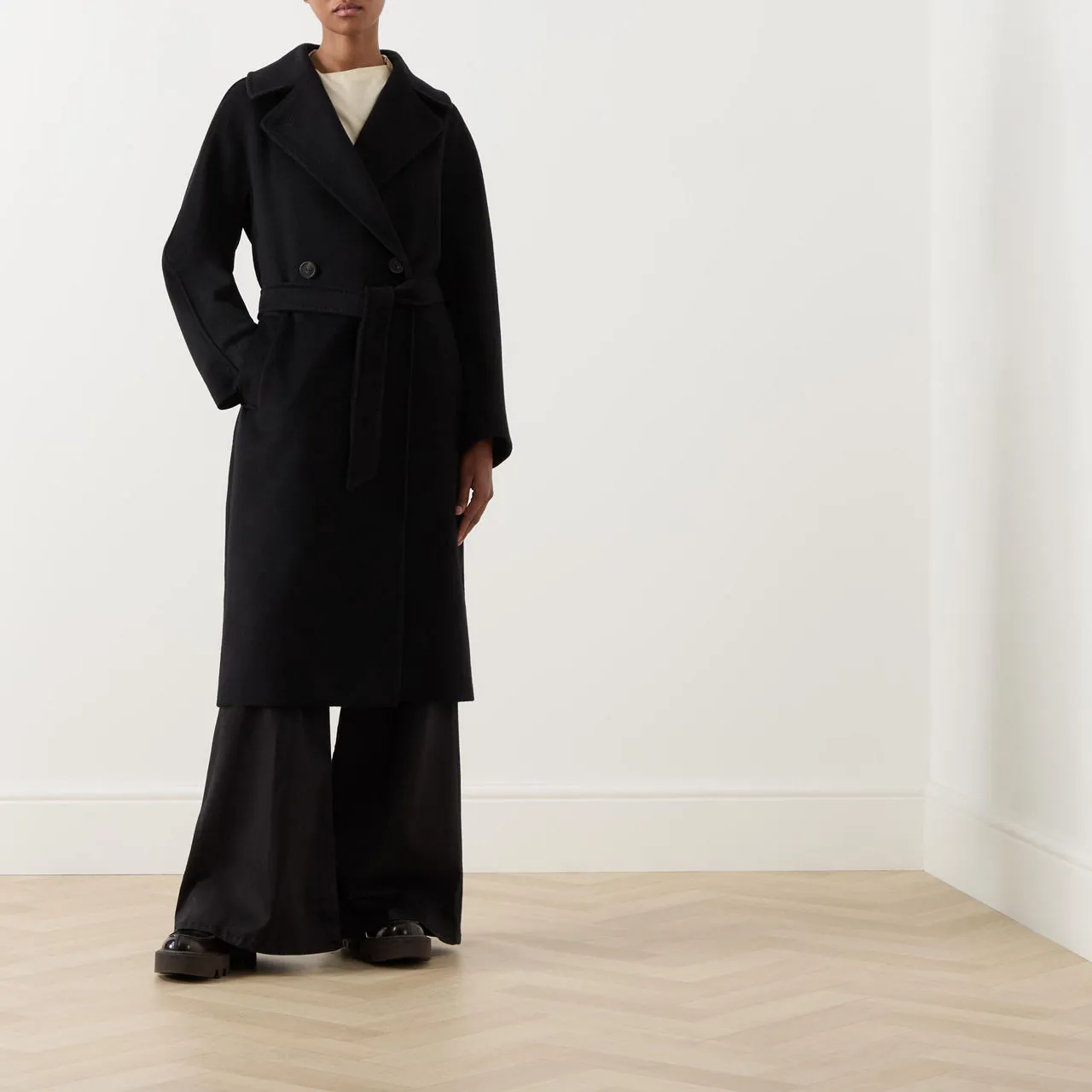 WEEKEND MAX MARA Resina Belted Wrap Coat - Black