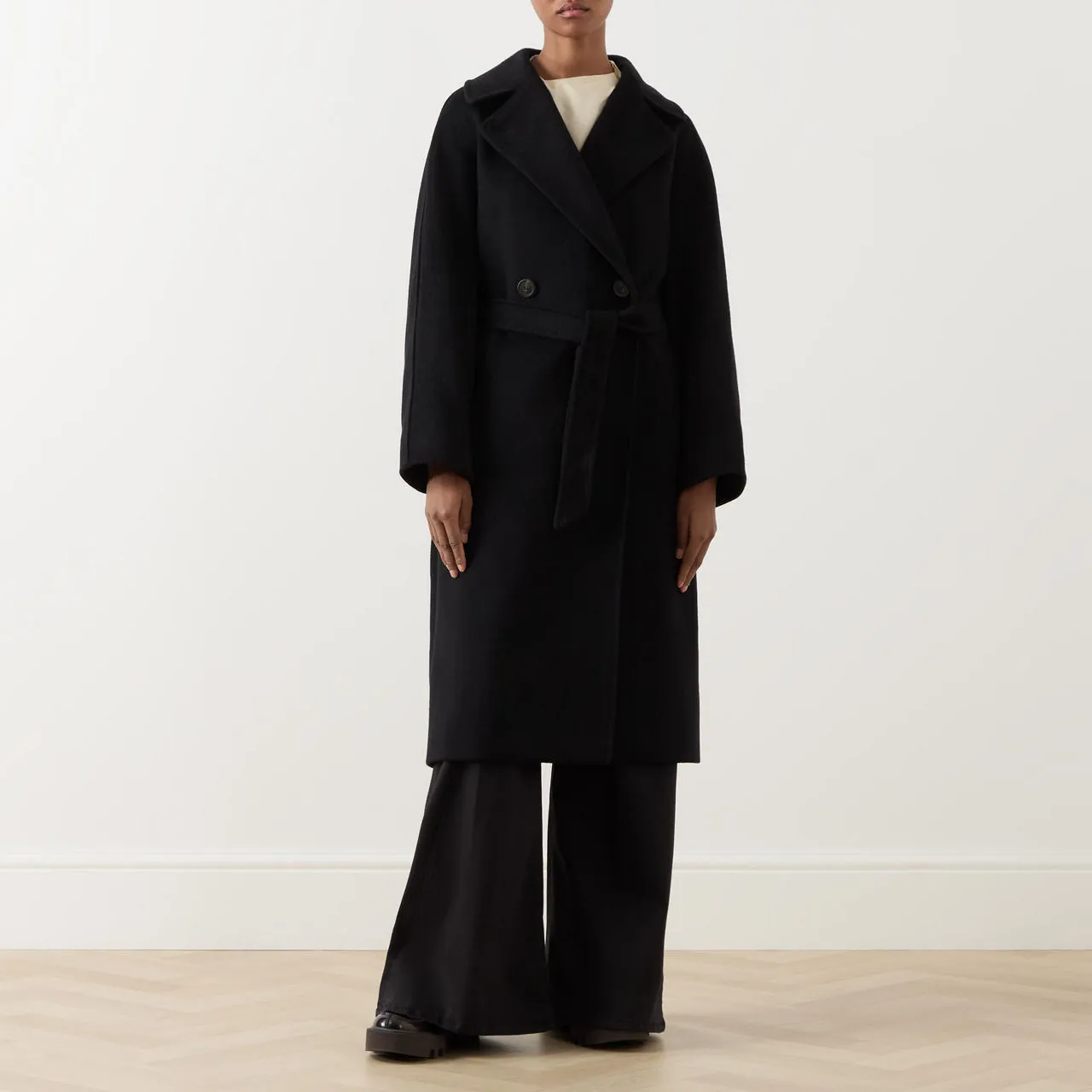 WEEKEND MAX MARA Resina Belted Wrap Coat - Black