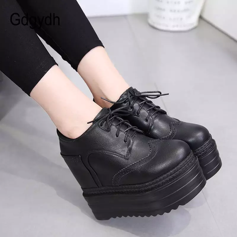 Women Pumps Vintage Round Toe Wedges Female High Heel Nightclub