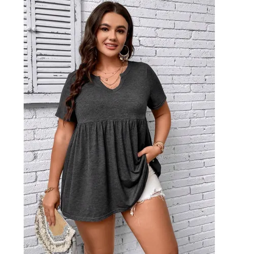 Women's T-shirt Short Sleeve T-Shirts Elegant Solid Color