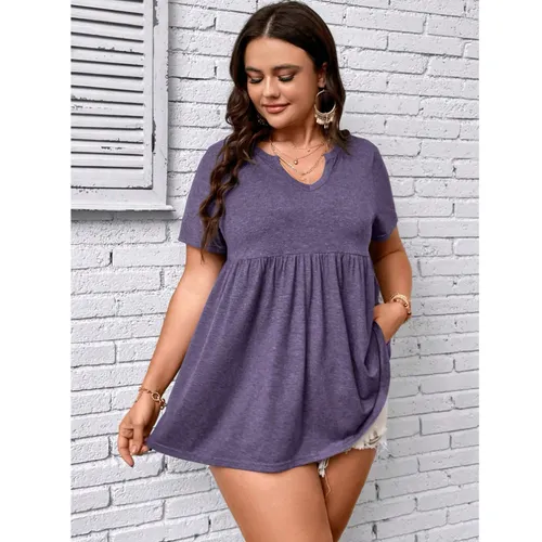 Women's T-shirt Short Sleeve T-Shirts Elegant Solid Color