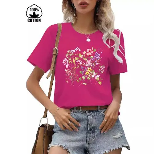 Women's T-shirt Short Sleeve T-Shirts Printing Streetwear Flower