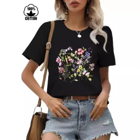 Women's T-shirt Short Sleeve T-Shirts Printing Streetwear Flower