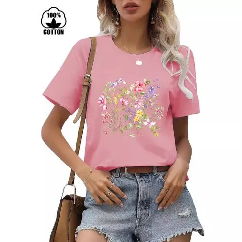 Women's T-shirt Short Sleeve T-Shirts Printing Streetwear Flower