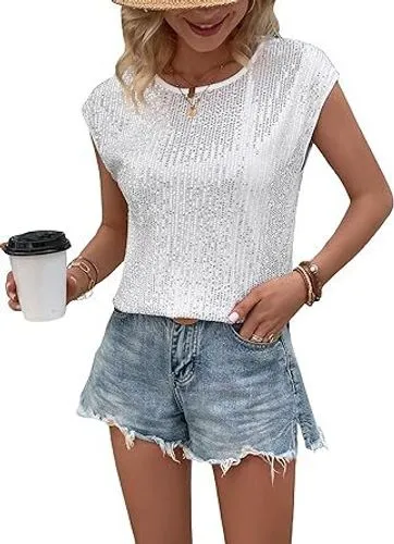 Women's T-shirt Short Sleeve T-Shirts Sequins Streetwear Solid Color