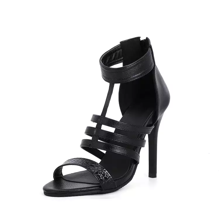 Women's Bicolor Roman Gladiator Stiletto Heel Sandals