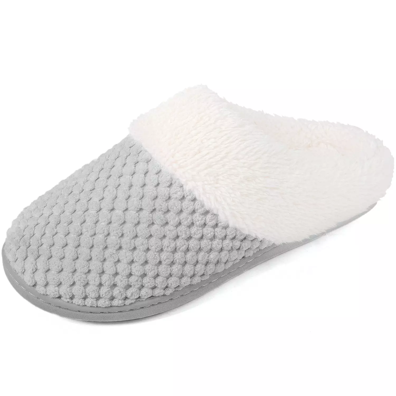 Women's Bubble Stitch Faux Fur Lined Memory Foam Clog Slippers