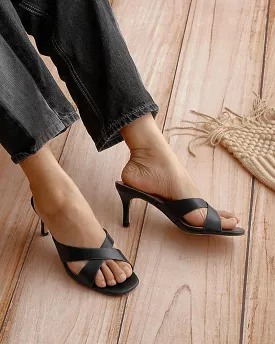 Women's Fashion Solid Color Slip On Heels Sandals