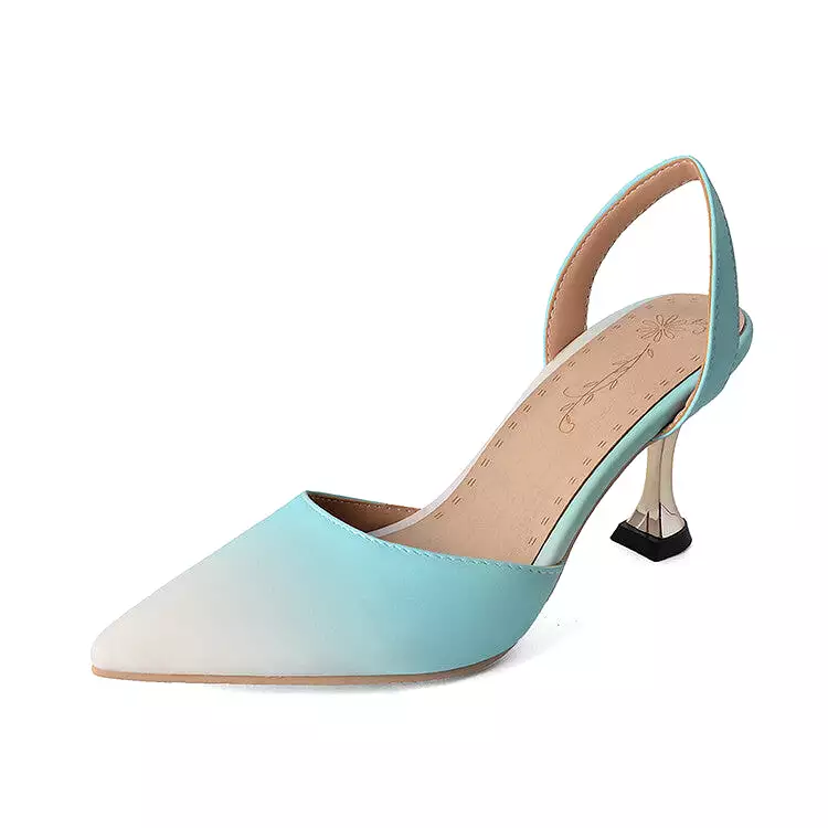 Women's Gradient Pointed Toe Slingbacks Spool Heel Sandals