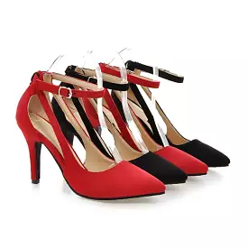 Women's Pointed Toe Hollow Out Ankle Strap Stiletto High Heel Sandals