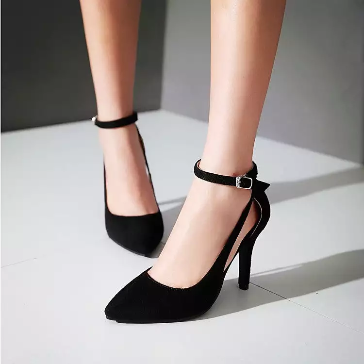 Women's Pointed Toe Hollow Out Ankle Strap Stiletto High Heel Sandals