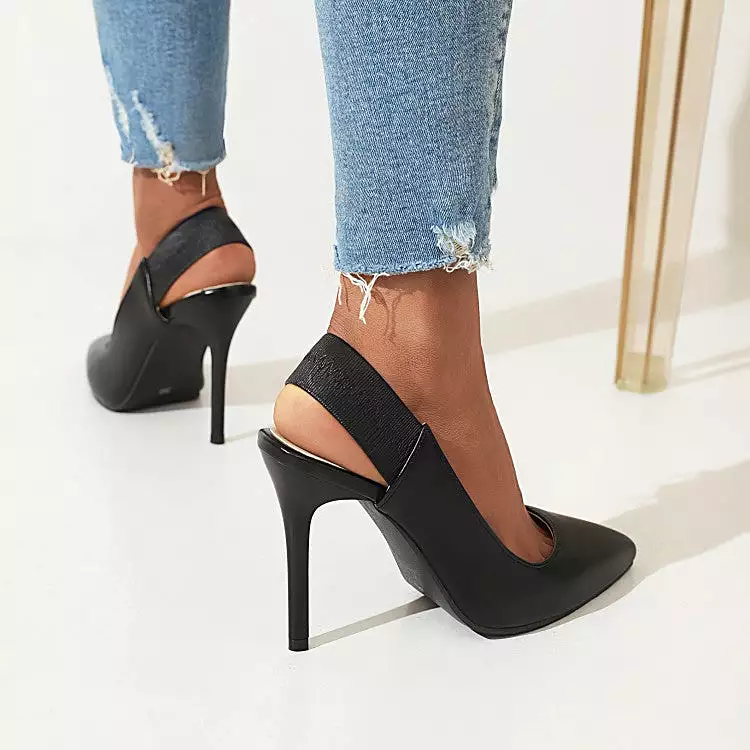 Women's Printed Pointed Toe Slingbacks Stiletto High Heels Sandals