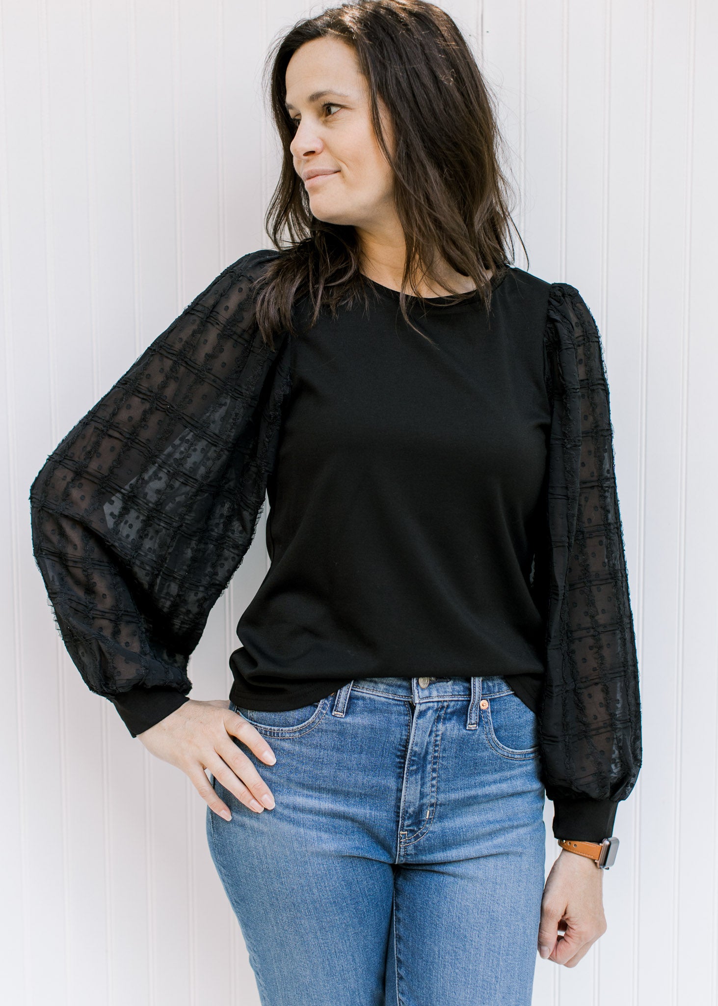 X Black Lace Sleeve Top