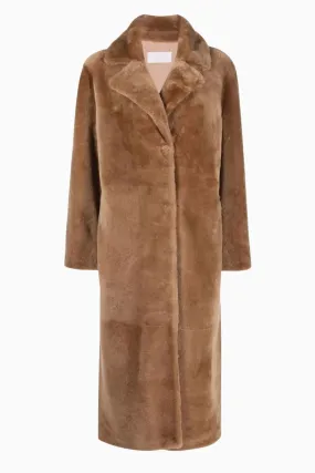 Yves Salomon Long Merino Coat - Brown