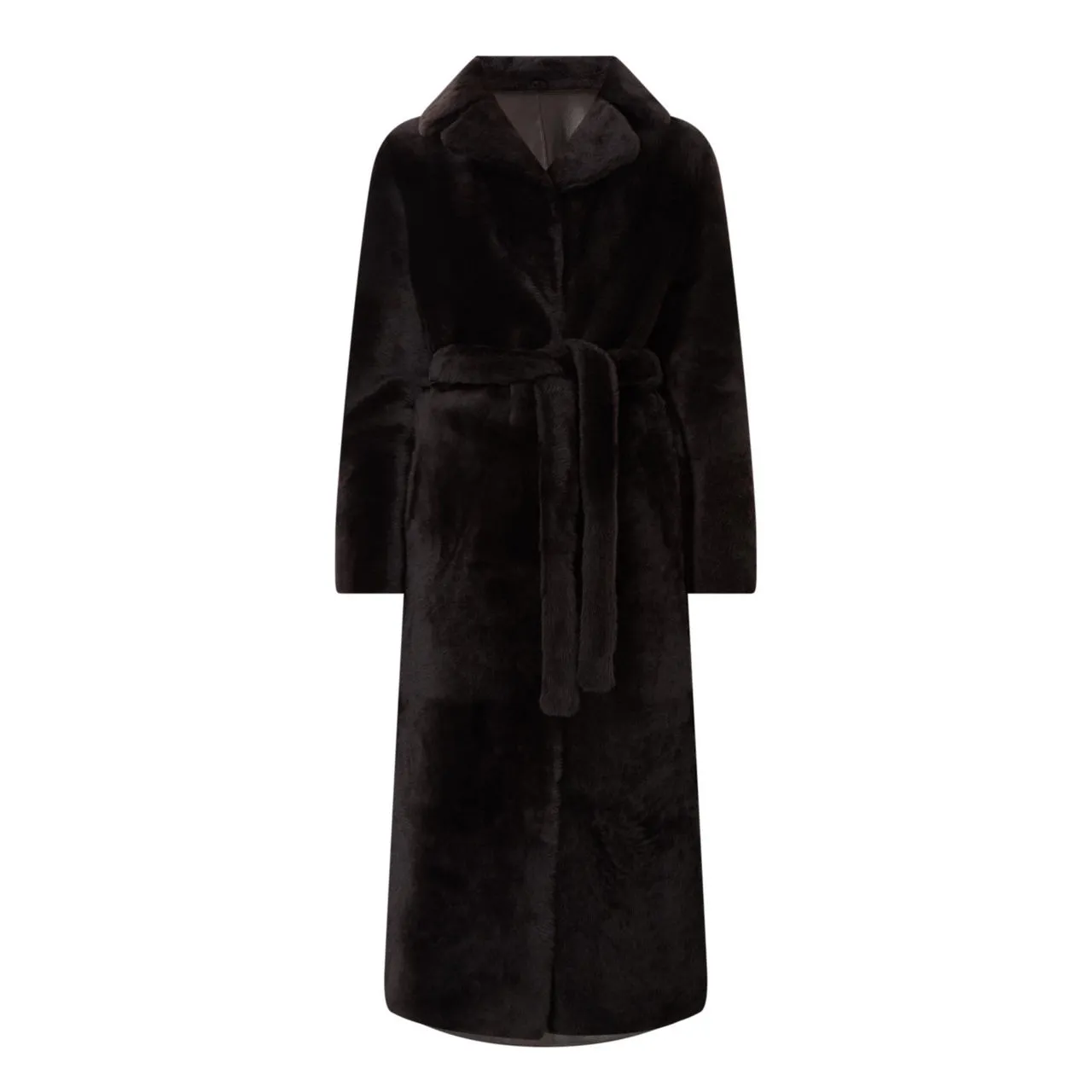 YVES SALOMON Reversible Belted Shearling Coat - A2009 CACAO