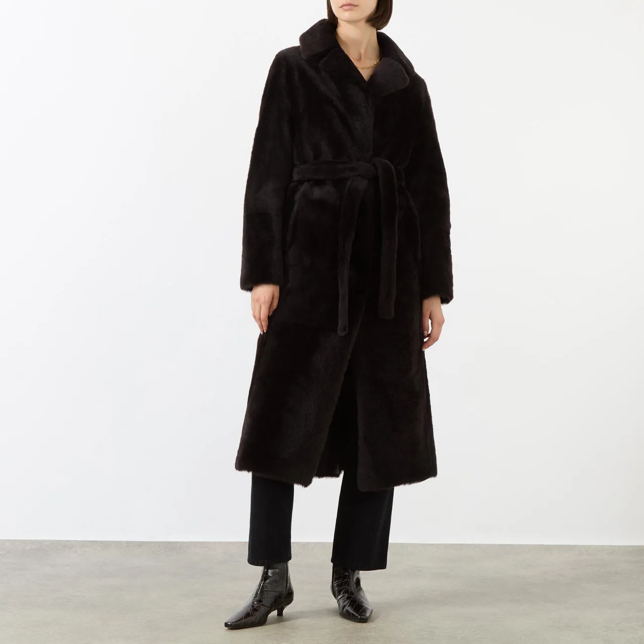 YVES SALOMON Reversible Belted Shearling Coat - A2009 CACAO