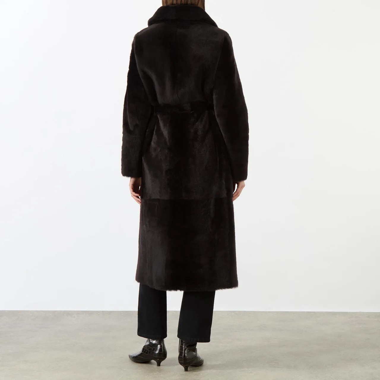 YVES SALOMON Reversible Belted Shearling Coat - A2009 CACAO