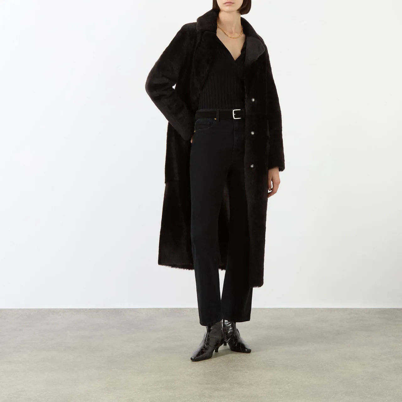 YVES SALOMON Reversible Belted Shearling Coat - A2009 CACAO