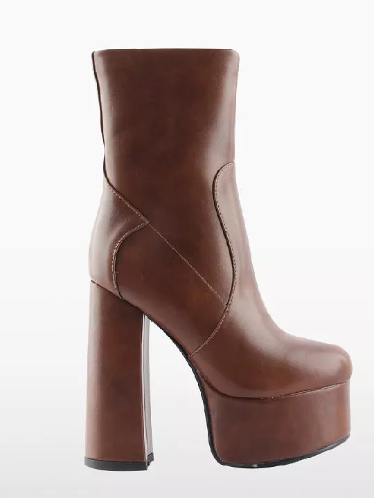 Zipper Chunky High Heel Ankle Boots Sexy Ankle Boots